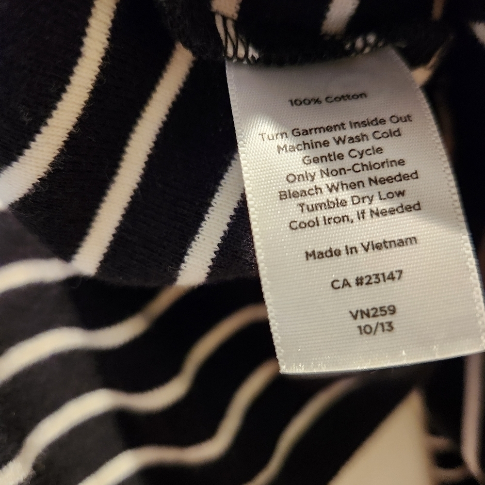 Talbots Cardigan Black and White Striped open front 100% cotton - Picture 5 of 7